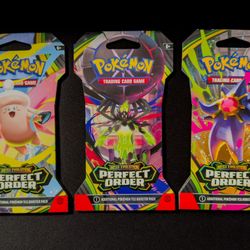 Pokémon TCG - [New Sealed] Mega Evolution Perfect Order Sleeved TCG Booster Pack (3)
