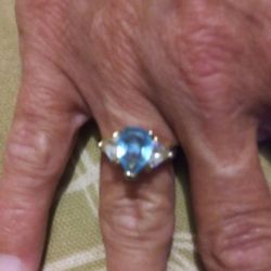 Sterling Silver Aquamarine Ring For Sale 