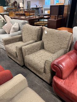 Pair of Leaf Pattern Accent Chairs