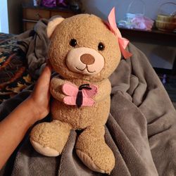 Cute Teddy Bear Coler :brown/tan With A Cute Butterfly 