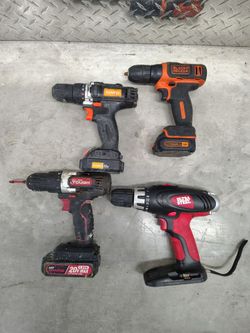 Cordless Drill Lot - Black + Decker, Warrior, Hyper Tough, Ultra Steel