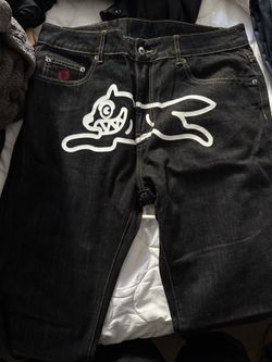 Ice cream black running dog jeans