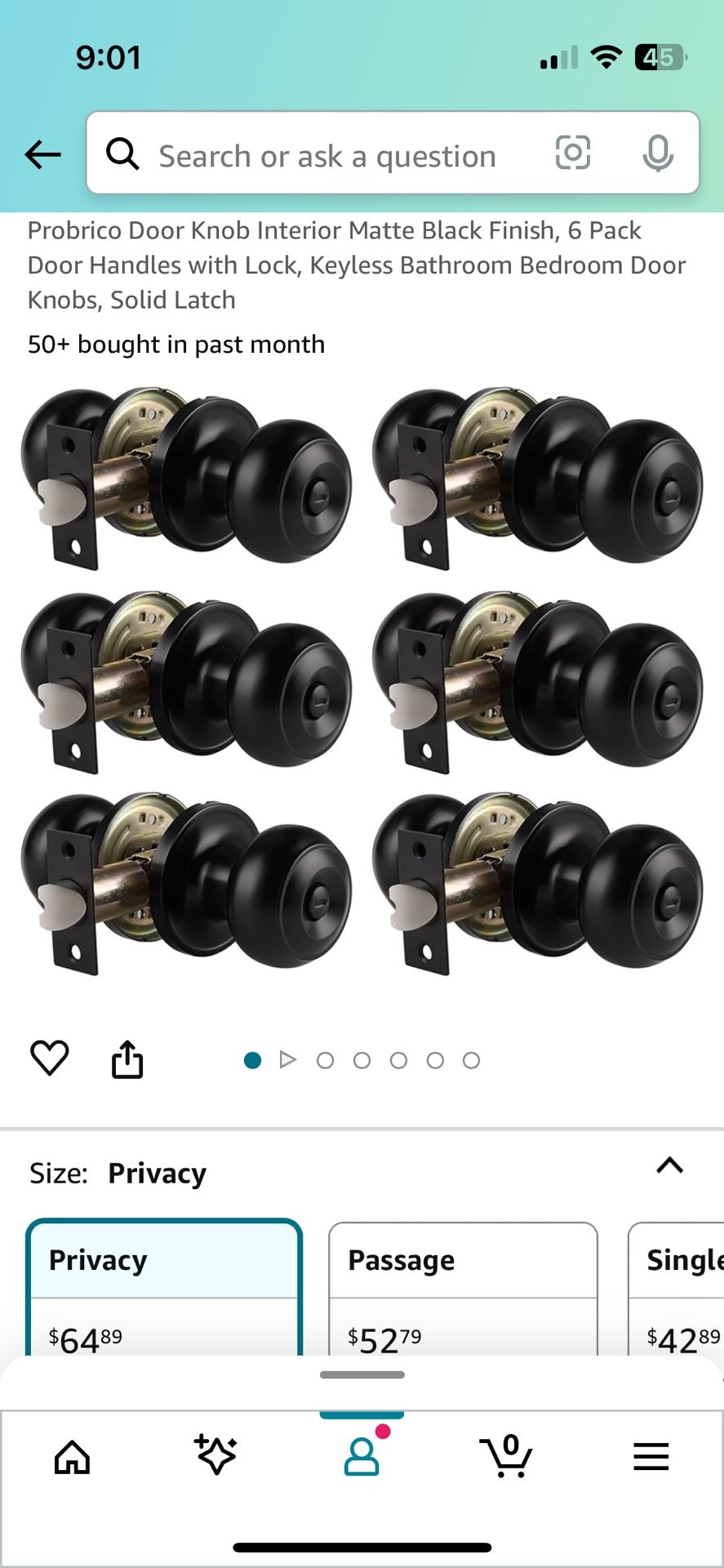 Black Privacy Door Knobs 