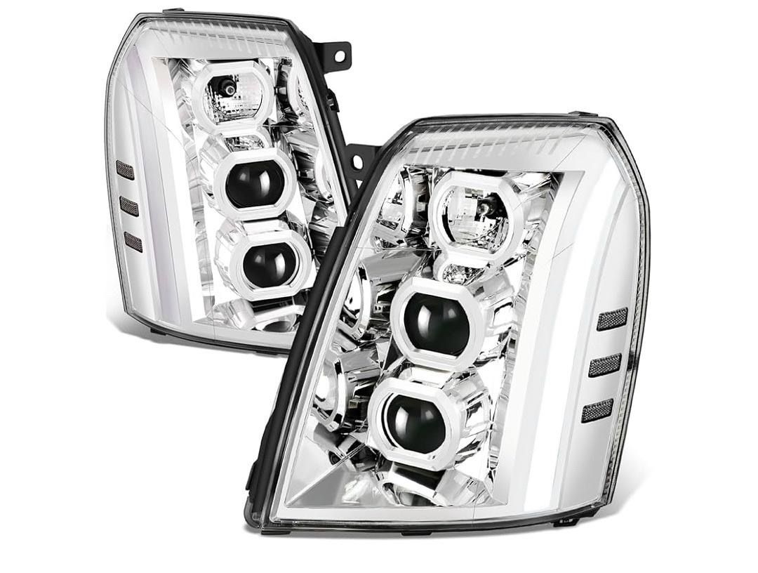 LA Zona Auto Parts 2007 to 2014 Cadillac Escalade ESV EXT Headlights LED DRL Luces Faros Foco Calaveras Chrome Cromado