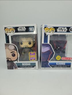 Funko Pop Star Wars NEW Bodhi Convention Edition & Karre Glow in the Dark Set