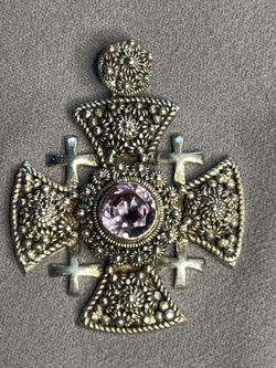 Sterling Silver Jerusalem Cross Pendant 