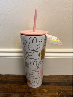 Starbucks x Miffy Stainless Steel Cold Cup Tumbler w/ Lid & Straw White Pink NEW
