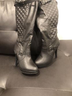Black leather boots