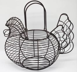 Dark Brown Wire Chicken Egg Gathering Basket - Cottagecore Country