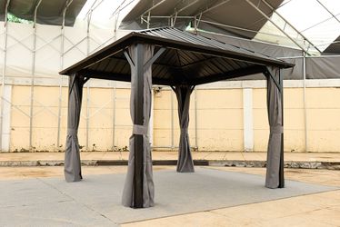 10*10FT patic gazebo,aluminum gazebo with steel canopy,Outdoor Permanent Hardtop Gazebo Canopy for Patio, Garden, Backyard