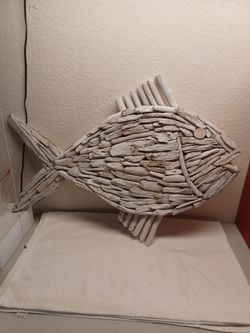 Huge Whitewash Driftwood Coastal Accent Hanging Decor