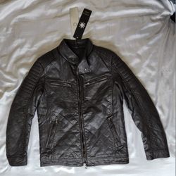American Breed Faux Leather Jacket Dark Brown Size S