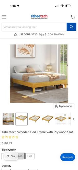Yaheetech Queen Size Platform Bed Frame (Natural Wood Color) - New