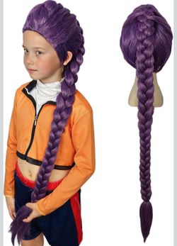 Kpop Demon Hunters 38” Inches Long Purple Princess Wig Braid Halloween / Cosplay Costume Small