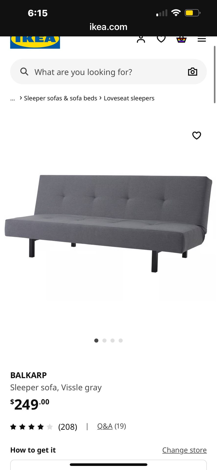 IKEA Black futon/sleeper Sofa