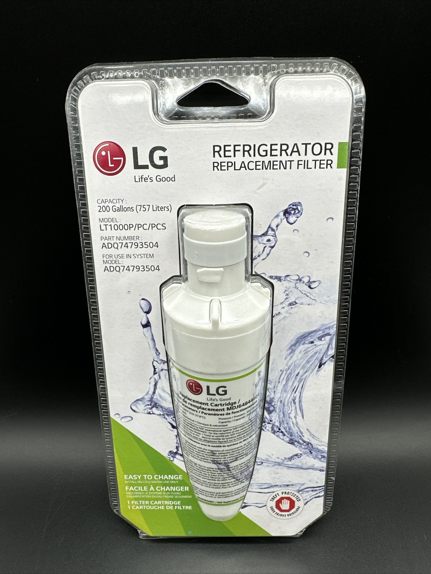 Genuine LG Water Filter LT1000P/PC/PCS Replacement Cartridge New & Sealed for Sale in Corona, CA