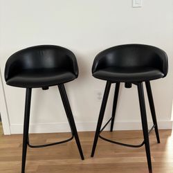 $700 American Made Steel And Leather Seat Stools (Set Of 2)