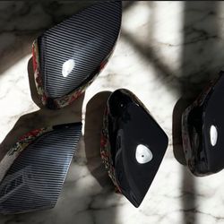 Gloss Black / carbon fiber Rear View Side Mirror Cap Overlay Cover Fits 20-26 Corvette C8