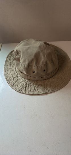 Mens Khaki Bucket Hat w/Breathable Metal Eyelets fir Ventilation Sz L