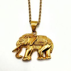 Gold Elephant Pendant Necklace
