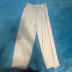 Ribbed Lounge Pants with Lace Hem