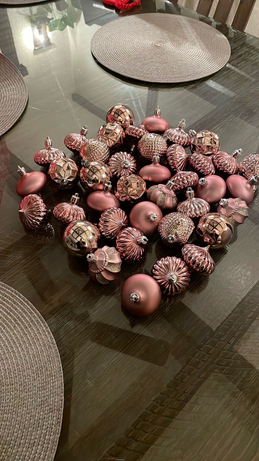 Beautiful Dusty Rose ornaments for🌲 Decoration 40 Pieces Different Shapes 