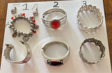 Silver-Tone Accent Bracelets and Earring Jewelry Lot