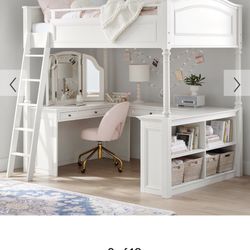 Pottery Barn Chelsea Vanity Loft Bed, Full, Simply White