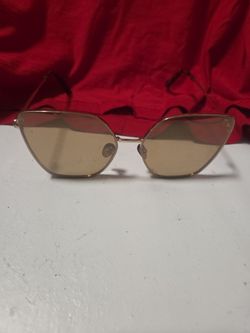 Prada Cat-Eye Sunglasses Gold Frame Mirror Lenses