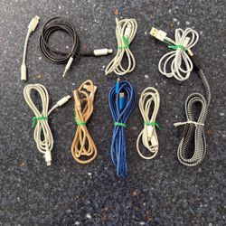 Lot of  9 Pieces. Lightning Cables and AUX Adapter for Apple iPhone 