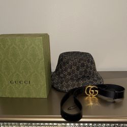 Authentic Gucci Bucket Hat And Belt 