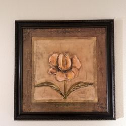 Set of 3 Framed Vintage Floral Art Prints – Matching Wall Decor