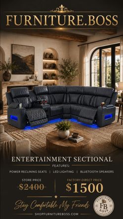 Sectional Sofa | Power Recining Seats | LED Lighting |