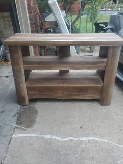 Wood TV Stand Console Table with Drawers
