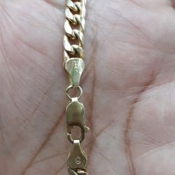 14k gold Cuban link chain hand made 25.6 grams 29 inch long