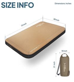 New LOSTHORIZON Air & Foam Camping Mattress Self-Inflating Sleeping Pad 4.5" Thick with Self Inflating Sack Twin $50