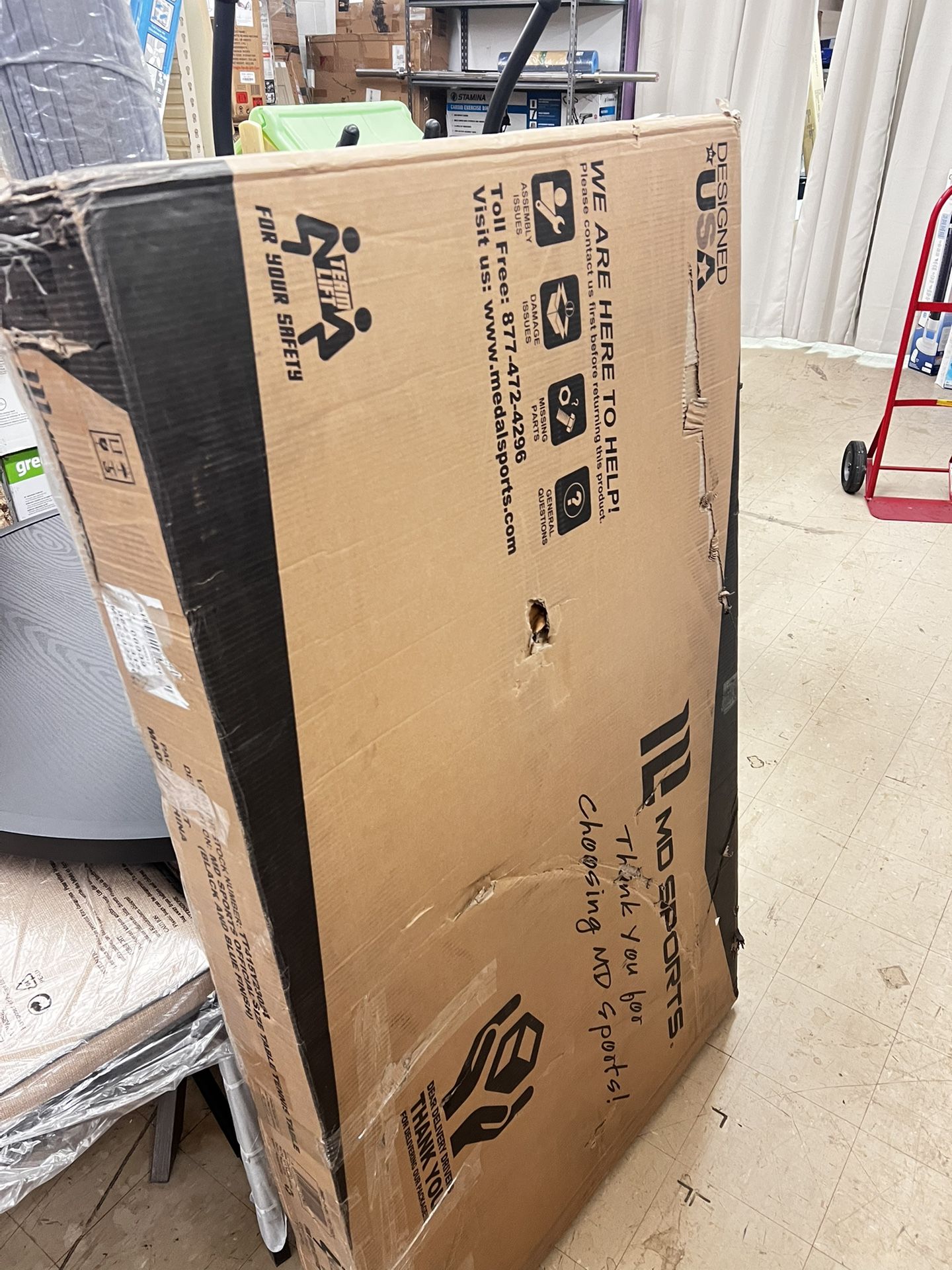 Official Size Table Tennis Table, 15mm, 4 Piece, Pong Table, Blue/Black, New in Box