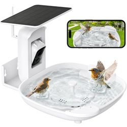 Bird Bath with Camera, Automatic Water Flowing, 2K Bird Camera Captures Bird Activity,