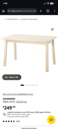 IKEA NORRÅKER Birch Dining Table 125x74cm