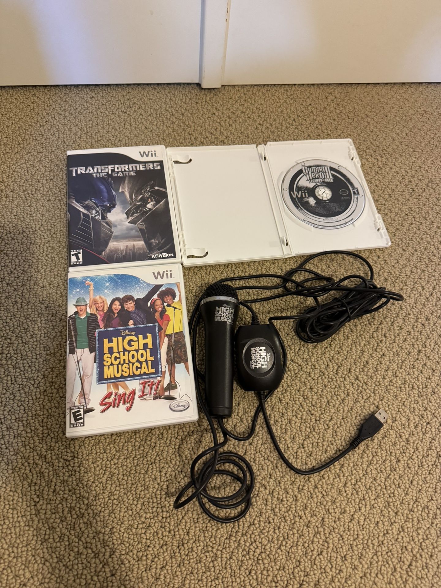 Vintage Original Nintendo Wii Gaming Console Games CD Disks + Microphone (3 Games Total)