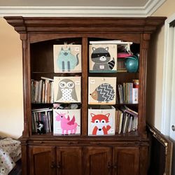 Real wood China Cabinet Buffet Hutch With Lights and 6 glass shelves, Book Shelf 