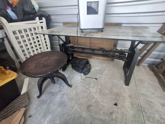 glass top Industrial crank desk