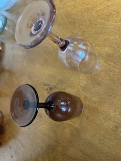 2 Vintage Smoky Colored Glass Goblets – $18