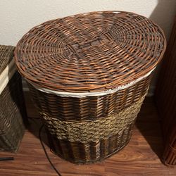 2. Bamboo Laundry Baskets & Vase