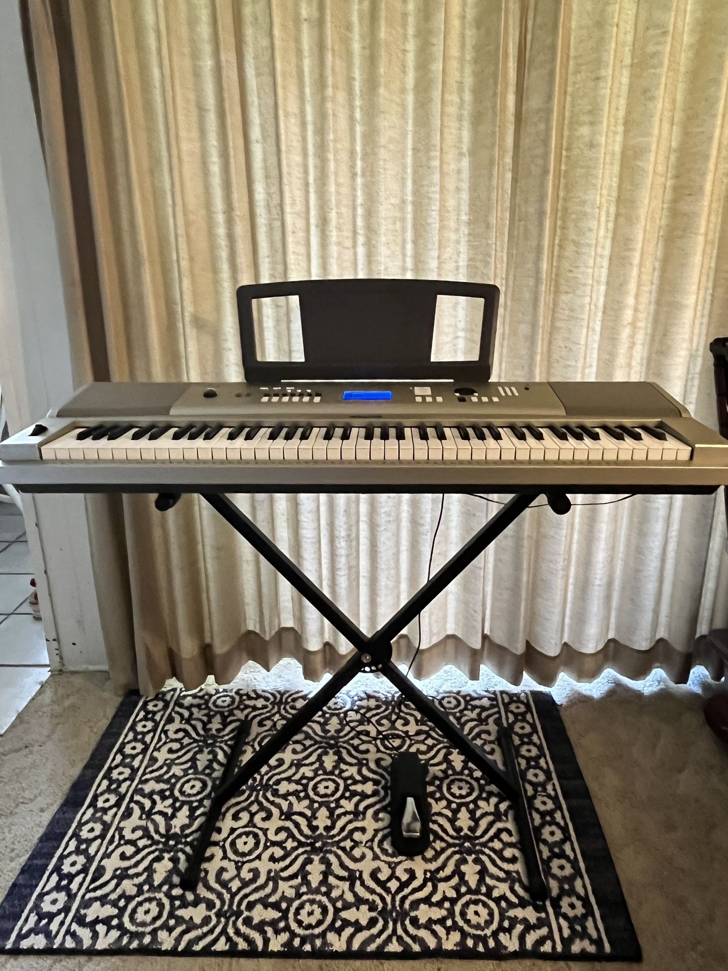 Yamaha YPG-235 keyboard, with stand, sustain pedal and dust cover. (As pictured). 76 keys. 