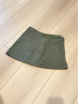 Cotton On Olive Green Zip-Front Denim Mini Skirt (Size 24)
