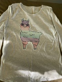 Children’s place flip sequin llama long sleeve shirt