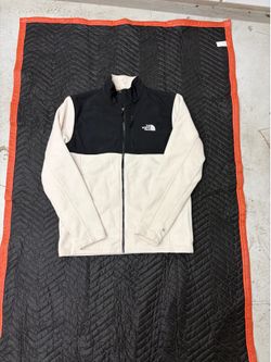 The North Face Men’s Medium Full Zip Fleece Jacket White Black Outdoor