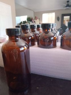 New 10 qty 8 oz. Amber glass bottles  for light sensitive storage