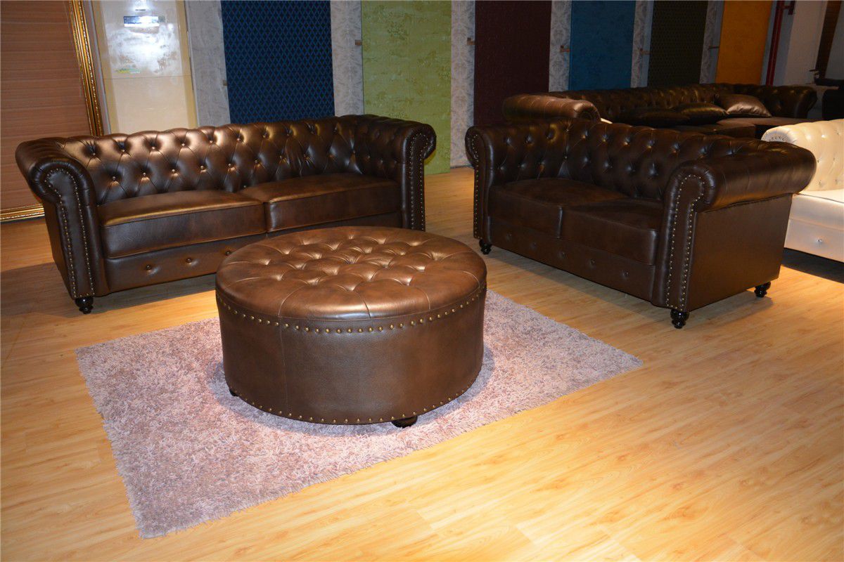 New Brown Chesterfield Sofa Loveseat set 3 pc
